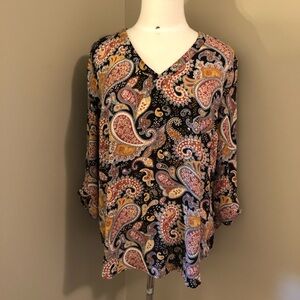 Daniel Rainn Paisley Print Blouse Size Large